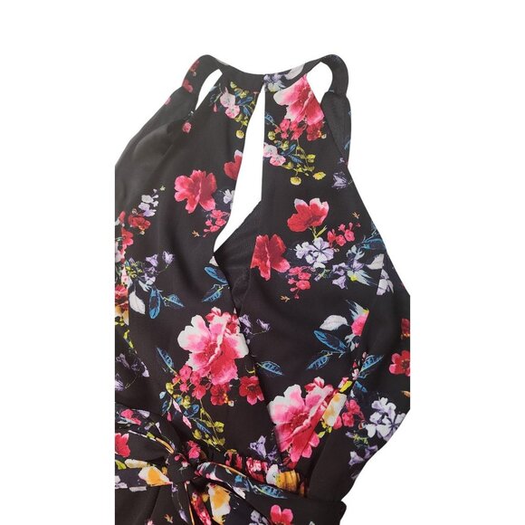 Express Dark Floral Belted Romper - Picture 9 of 15